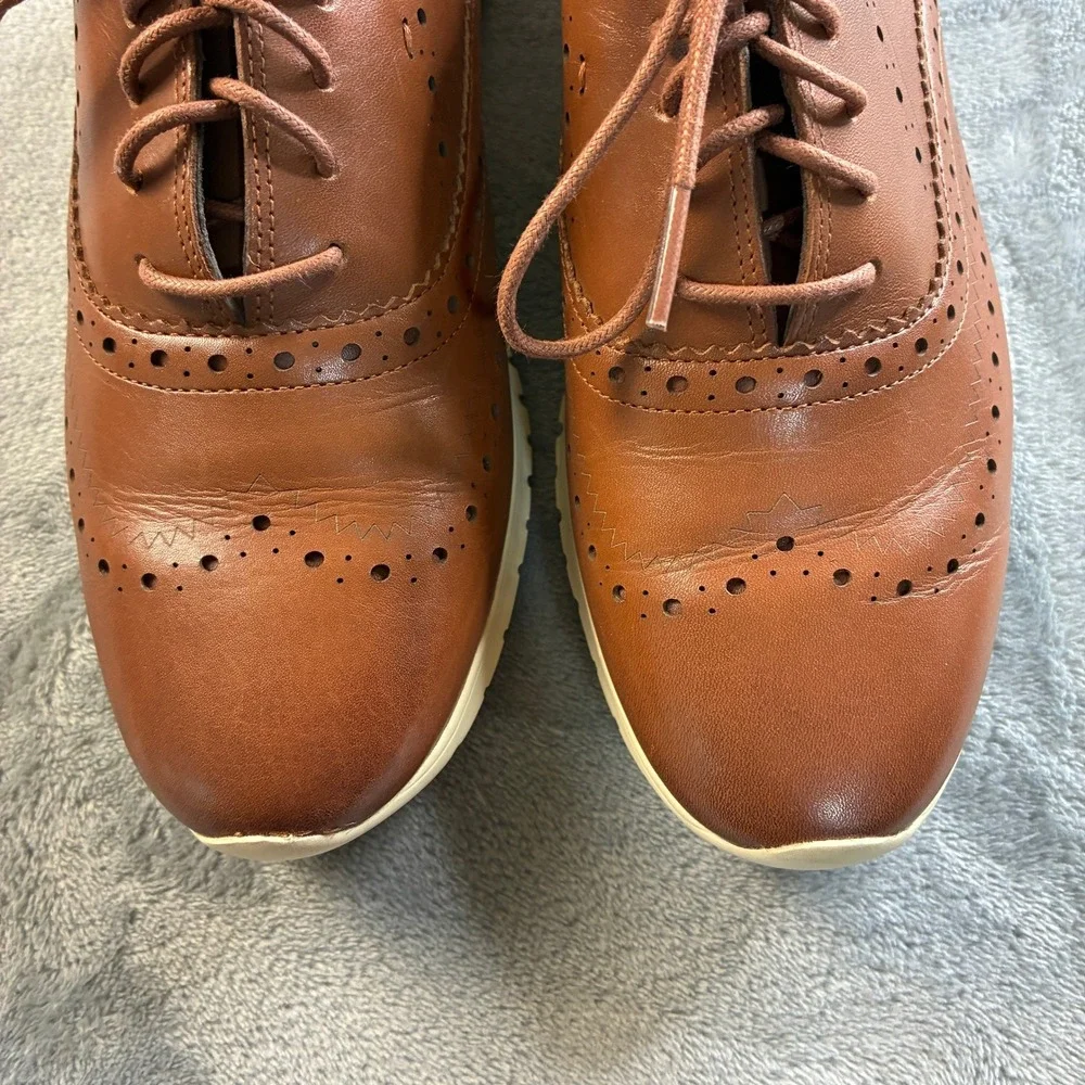 Cole Haan‎ Zerogrand Wingtip Oxford British Tan Leather Shoes W14476 Womens 9B